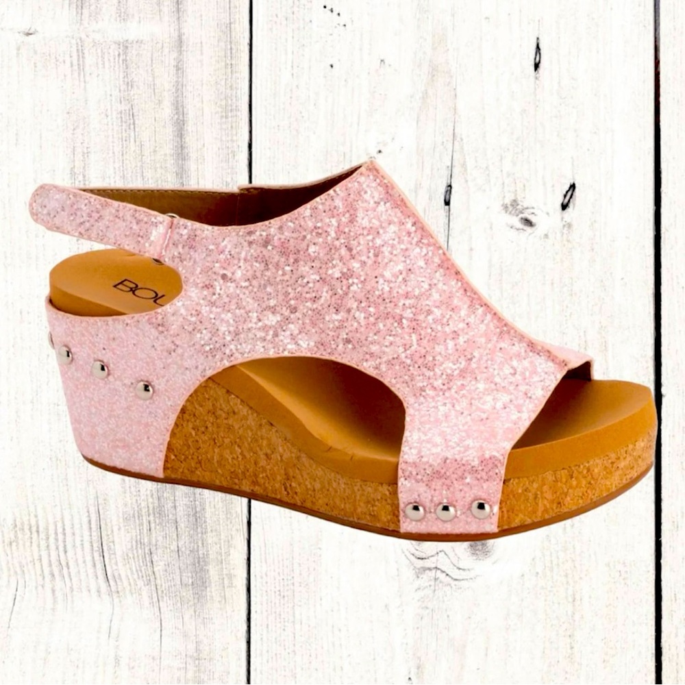 Corkys pink glitter wedge. NIB!